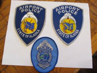 Alaska State Airport Police Patch Set Top Diff Bears & Stars In Flag