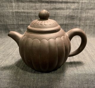 Chinese Vintage Clay Yixing Teapot With Character Marks To Lid
