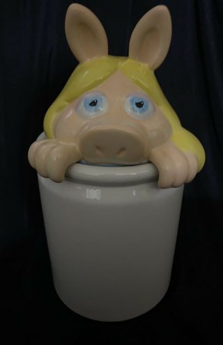 Vintage Disney Muppets Miss Piggy Monster Ceramic Cookie Jar Canister Rare