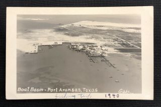 Vintage Real Photo Postcard Port Aransas Texas Rppc 1939 Boat Basin Fishing Trip