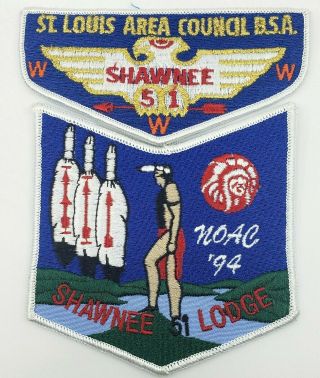 Order Of The Arrow / Oa / Bsa Shawnee Lodge 51 Noac 1994 2 - Piece Patch Set
