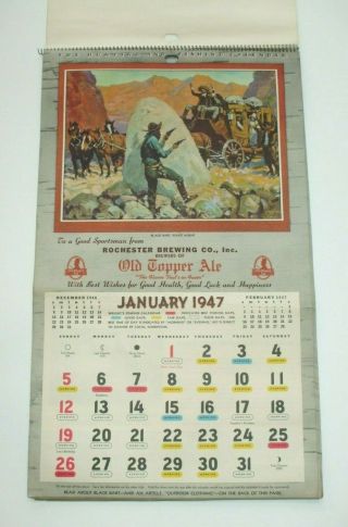 Vintage 1947 Old Topper Ale Advertising Calendar - Rochester Brewing Co.  N.  Y.