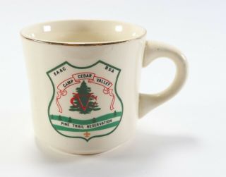 Vtg Camp Cedar Valley Pine Trail Reserve Boy Scouts Of America Coffee Mug Cup