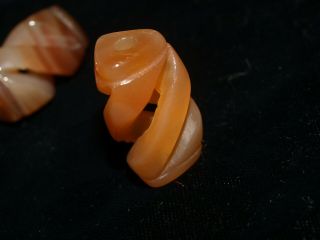 One Chinese Carved Bead Red Orange Agate Carnelian Open Carved Spiral 25mm