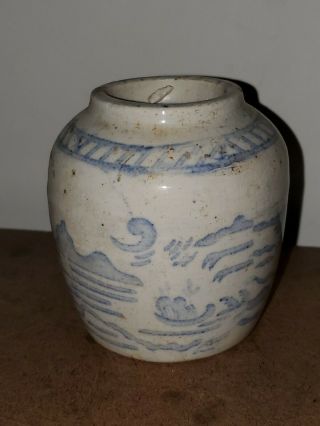 Antique Old Blue And White Ming Dynasty Style Ginger Pot Jar 19thc?