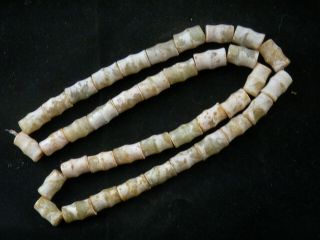 27 Inches Chinese Old Jade Hand Carved Beads Prayer Necklace Q006