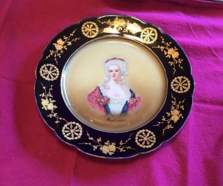 Vintage Hand Painted,  Signed,  Portrait Plate,  French Limoges,  Sevres Style,  Plate