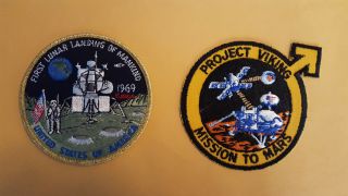 Apollo 11 First Lunar Landing Mankind & Project Viking Mission To Mars Patches