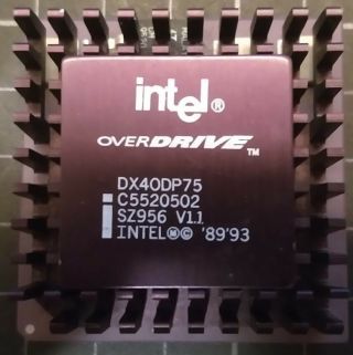 Intel Overdrive Dx40dp75 Sz956 Vintage Cpu,  Gold