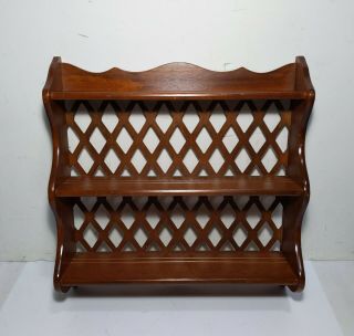 Vintage Wood 3 - Tier Wall Display Shelf Rack Knick Knack Tea Cup Spice Curio