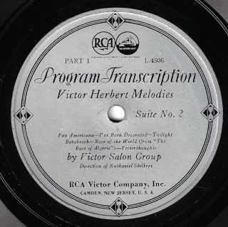 Rca Transcription 4506: Victor Salon Group Plays " Victor Herbert Melodies " V,