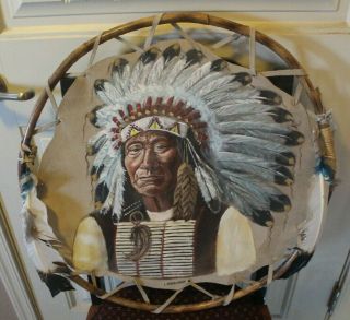 Vintage Irma Bracken - Chief Red Cloud,  Oglala Sioux - Hand Painted Hide