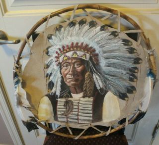 Vintage Irma Bracken - Chief Red Cloud,  Oglala Sioux - Hand Painted Hide 2