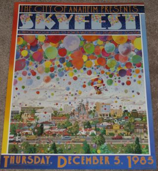 Disneyland Charles Boyer Poster 1985 Walt Disney 84th Birthday Million Balloons