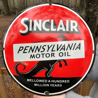 Vintage Porcelain Sinclair Gasoline Motor Oil Gas Sign