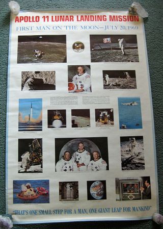 Vintage Apollo 11 Lunar Landing Mission July 20,  1969 Poster From Nasa Films