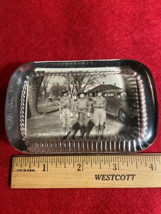 Glass Paperweight Boy Scout Photograph 1930’s Vintage Photo And Glass