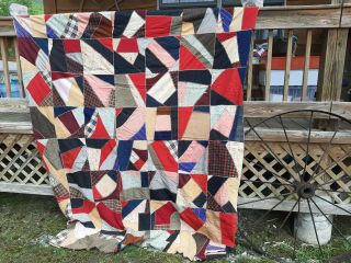 Vintage Handmade Farm Country Patchwork Pattern Quilt 93 " X 75 "
