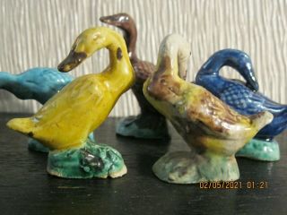 Vintage Chinese Mud Geese Or Ducks.  Approximately 2 " Tall