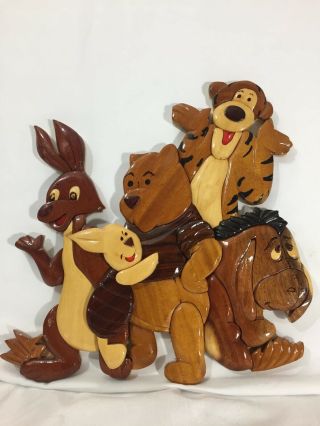 Vtg Disney Winnie The Pooh & Friends Wooden Wall Art Hanging Collectible Decor