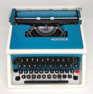 Vintage Underwood 315 Typewriter W/ Case - Blue,  Small,  Portable Retro -