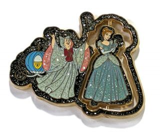 Glittery Fairy Godmother & Cinderella Rags To Riches Spinner Disney Pin 42205