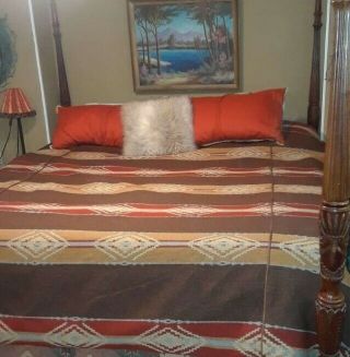 Vintage Pendleton Style Wool Heavy King Size Duvet With Faux Suede Underside Rug