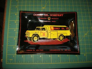 Vintage Glass Ashtray Tray Shell Truck Corey Oil Tanker Lisbon Columbiana Ohio
