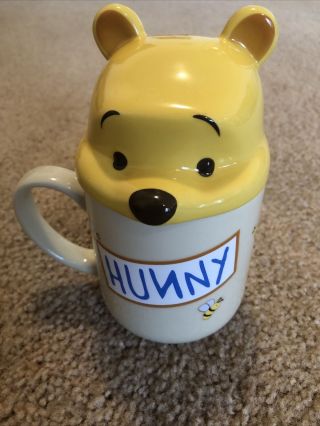 Disney Store Winnie The Pooh Peek A Boo Mug & Lid Set 12 Oz Coffee Tea Pre Owned