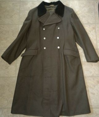 Vintage East German Military Heavy Wool Trench Coat Size G 52 - 1