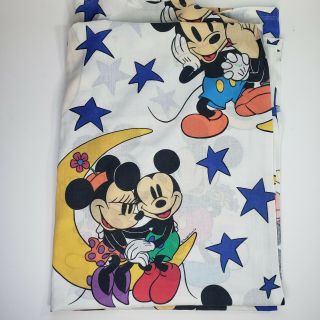 Vintage Disney Mickey Mouse Minnie Flat Sheet Full Quilting Sewing Fabric