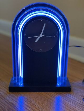 Vintage 80s - Early 90s Cicena Desk Clock Neon Light With Adapter.