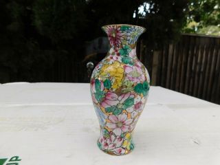 Small Antique Chinese Hand Painted Floral Porcelain Vase Marked