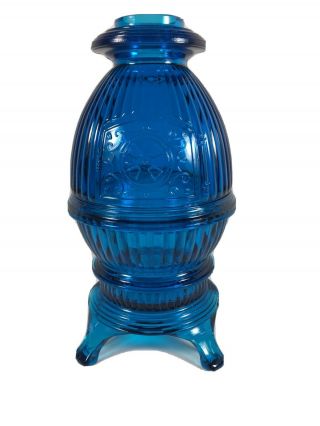 Vintage Viking Glass Blue Pot Belly Stove Fairy Lamp