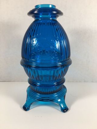 Vintage Viking Glass Blue Pot Belly Stove Fairy Lamp 2