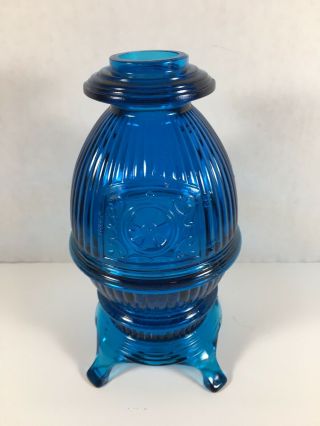Vintage Viking Glass Blue Pot Belly Stove Fairy Lamp 3