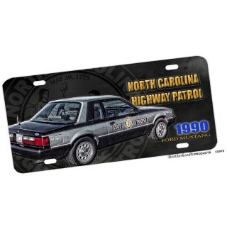 1990 Ford Mustang Nc Highway Patrol Car Design Aluminum License Plate Sign