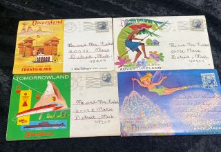 Vintage Disneyland Souvenir Fold Out Postcard Adventureland Frontierland (4)
