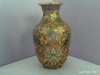 Fabulous Vintage Chinese Cloisonne On Brass Flowers Des Vase (b) 10.  5 Cms Tall