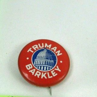 Harry Truman Barkley 1948 Presidential Campaign Pinback Button Amoco Oil 1972