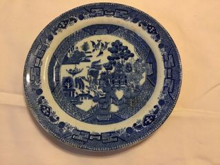 Antique Ridgway England Engraved 1832 Semi China Blue Willow Small 5 3/4 " Plate