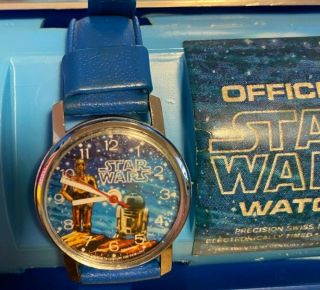 Vintage 1977 Star Wars Watch In Case C3po R2d2 Bradley Time Darth Vader
