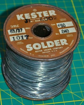 1 Vintage Kester 63/37 50 A Flux Core Solder.  040 4lb 13oz