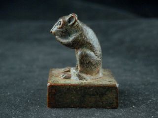 Exquisite Antique Chinese Bronze Hand Made Rat Seal U033