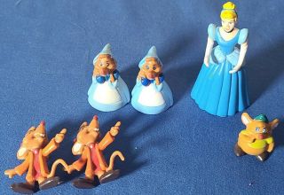 Disney Cinderella Jaq Gus Suzy Figure Princess Mice Blue Dress Cake Topper