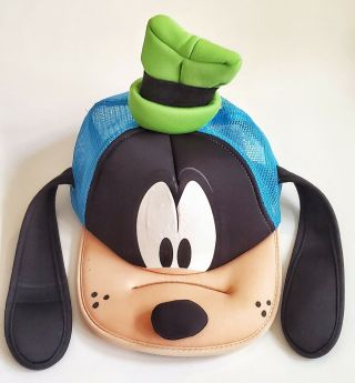 Disney Parks Authentic Goofy Ears Face Hat Baseball Cap Adult Adjustable Blue