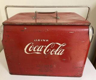 Vintage 1950’s Acton Mfg Coca - Cola Metal Cooler With Bottle Opener