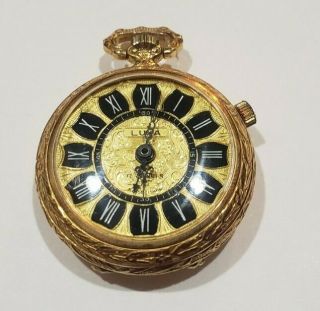 Vintage Luxa 17 Jewels Swiss Gold Tone Alarm Pocket Watch