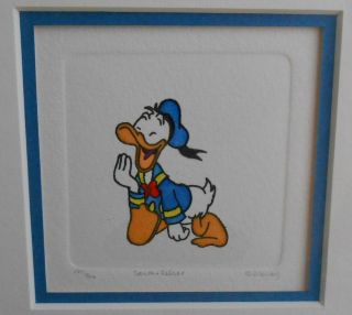 Vintage Disney Donald Duck Character Sowa & Reiser Signed Art Litho 101