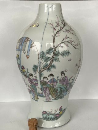 Old Chinese Famille Rose Vase 15” Tall Once A Lamp | Famille Rose Vase